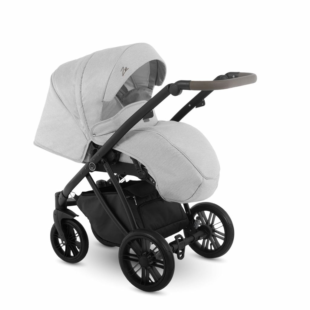 Коляска 2 в 1 Camarelo Zeo, Светло-серый меланж / Светло-серая эко-кожа