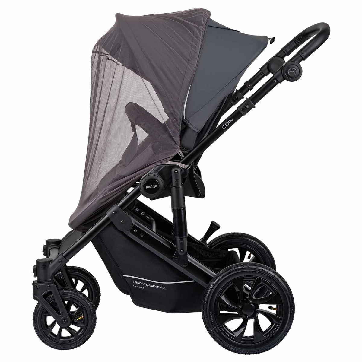 Коляска 2 в 1 Indigo Coin, Темно-серый