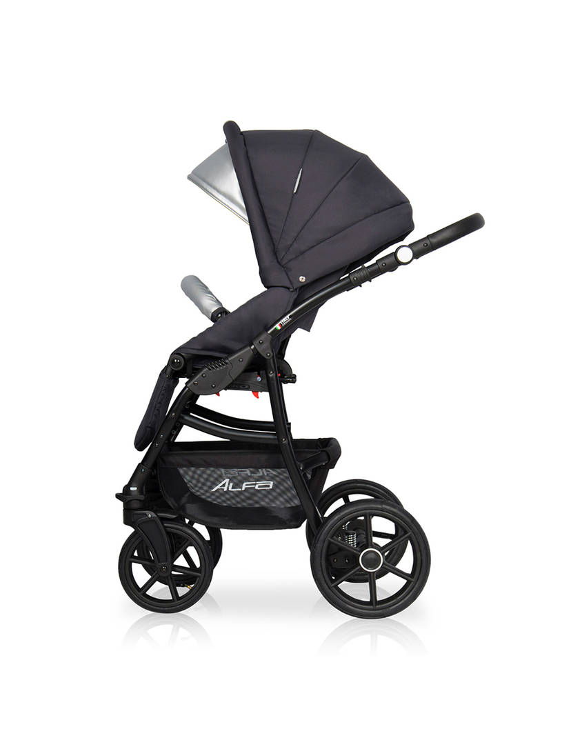 Коляска 2 в 1 Riko Basic Alfa Ecco 01 черно-серебристый