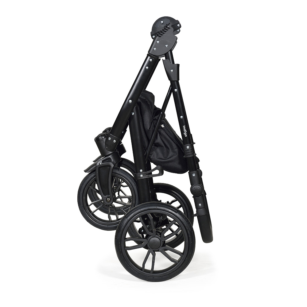 Коляска 2 в 1 Indigo MIO - Mi 02 (св.бежевая кожа+св.бежевый узор)