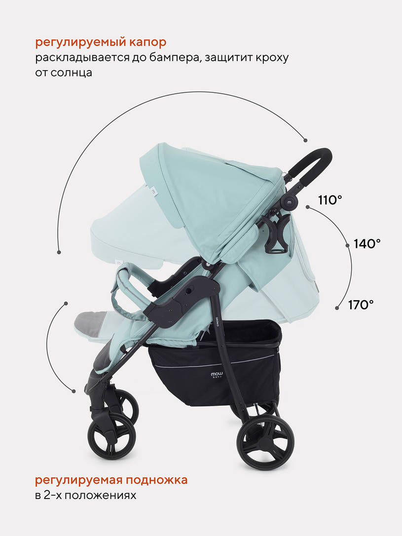 Коляска прогулочная Mowbaby Cross 2024 mint