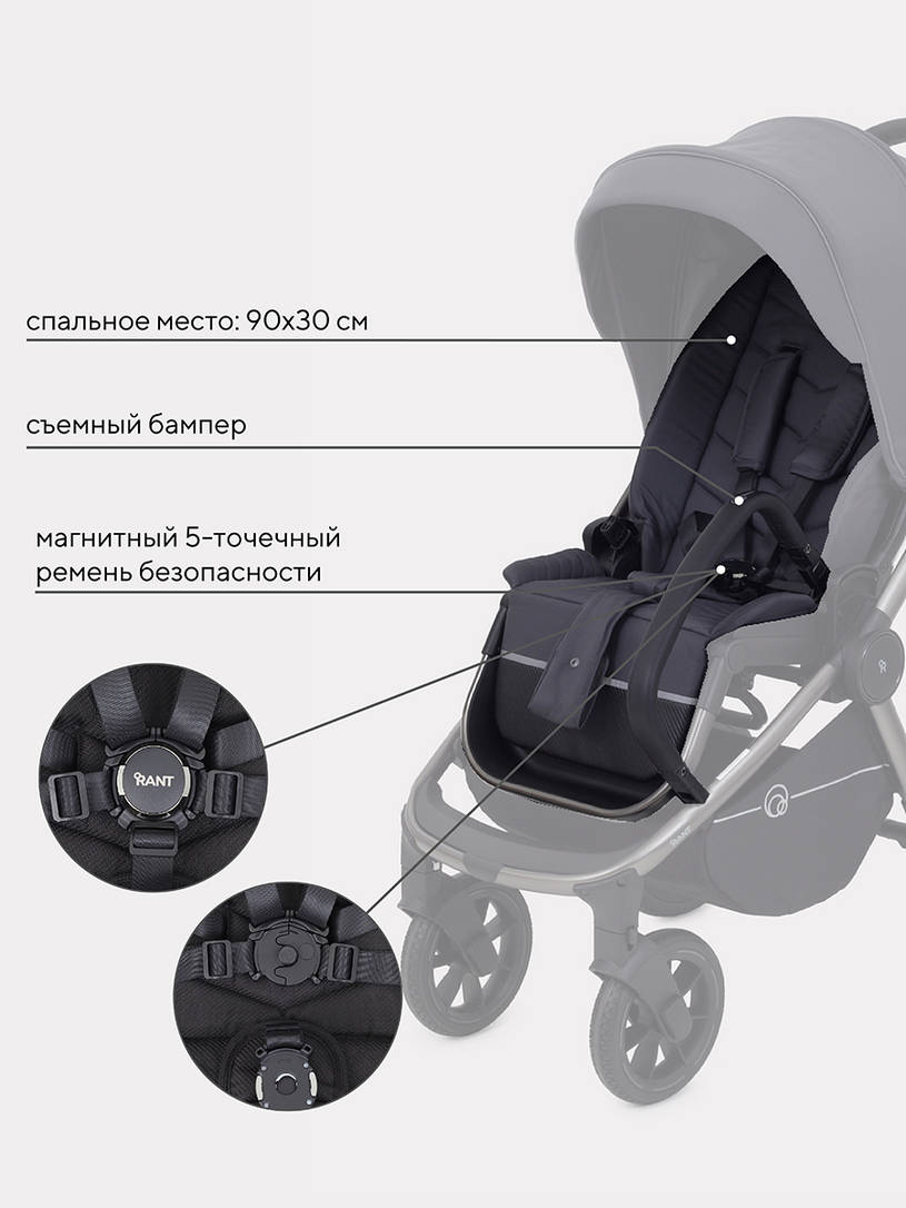 Коляска 2 в 1 RANT FLEX PRO 2023 RA074 GRAPHITE