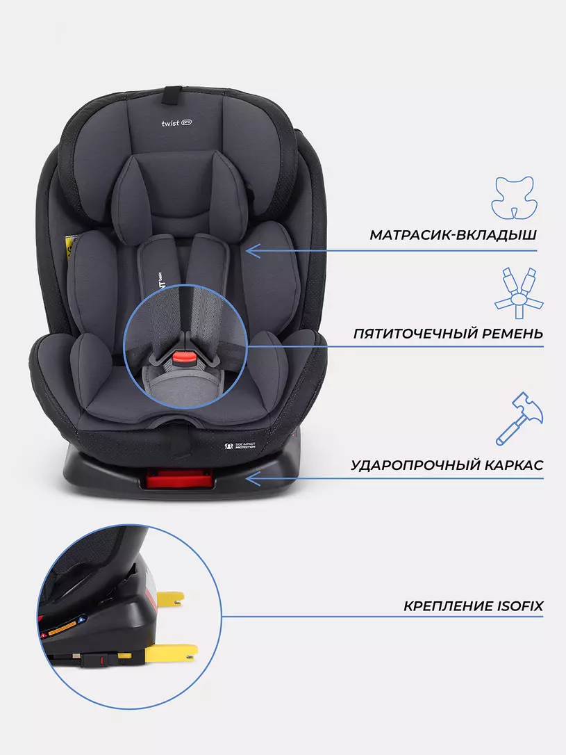 Автокресло Rant Basic Twist Pro Isofix 0/1/2/3 (0-36 кг) Grey