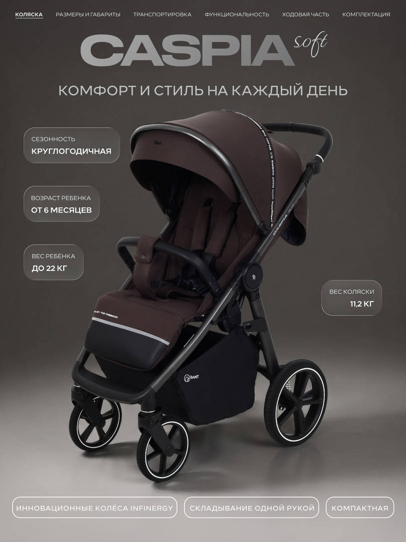 Коляска прогулочная Rant Caspia Soft Shine brown