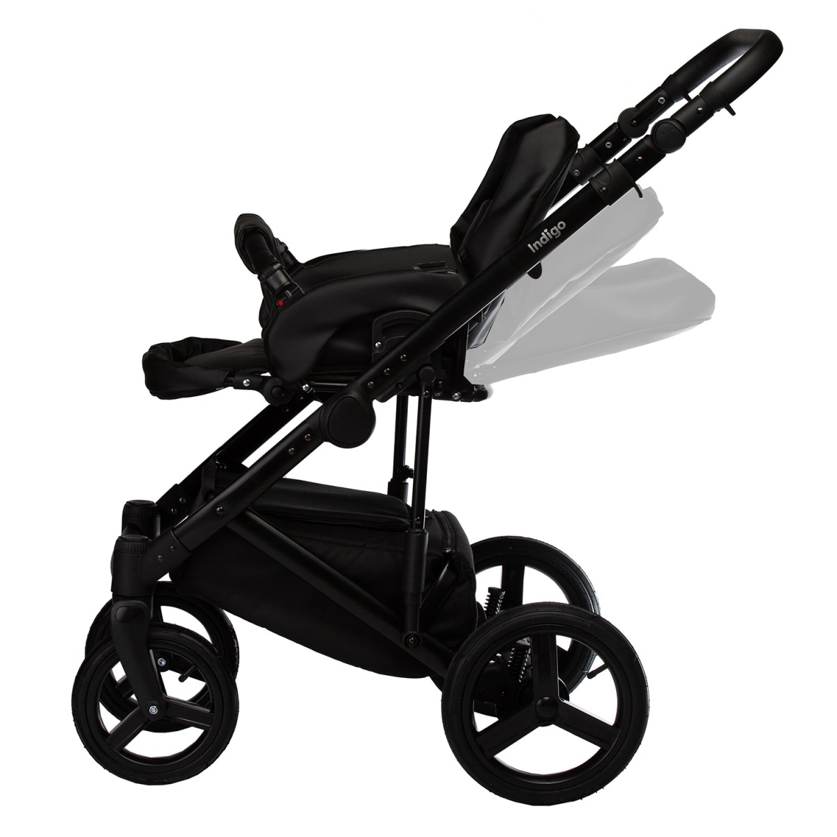 Коляска 2 в 1 Indigo Tour Eco, Te 05 (Черная кожа + Рыжая кожа)