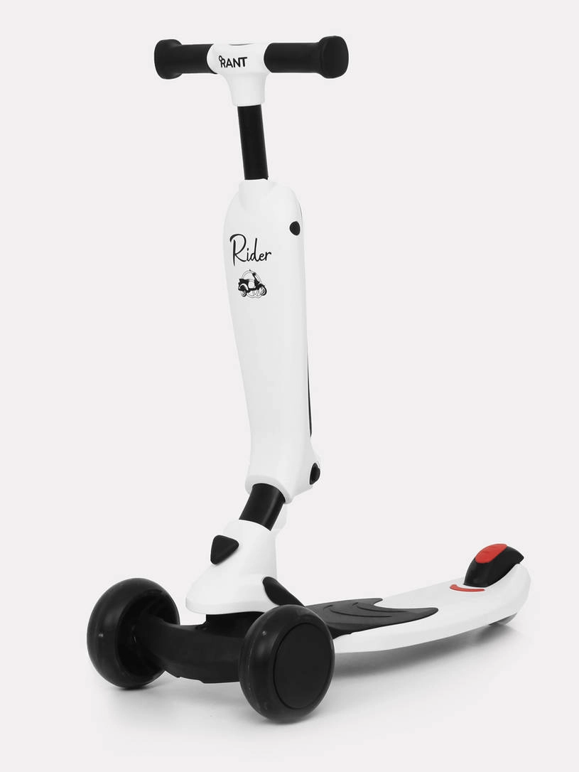 Беговел-самокат Rant Rider Plus со светящимися колесами белый