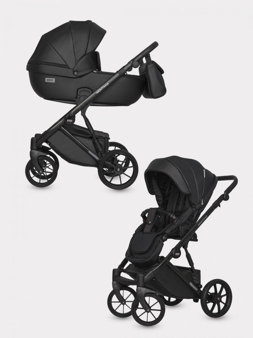 Коляска 2 в 1 Riko Basic Montana Ecco 12 Black черный