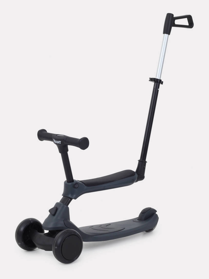 Беговел-самокат Rant Rider Plus со светящимися колесами серый