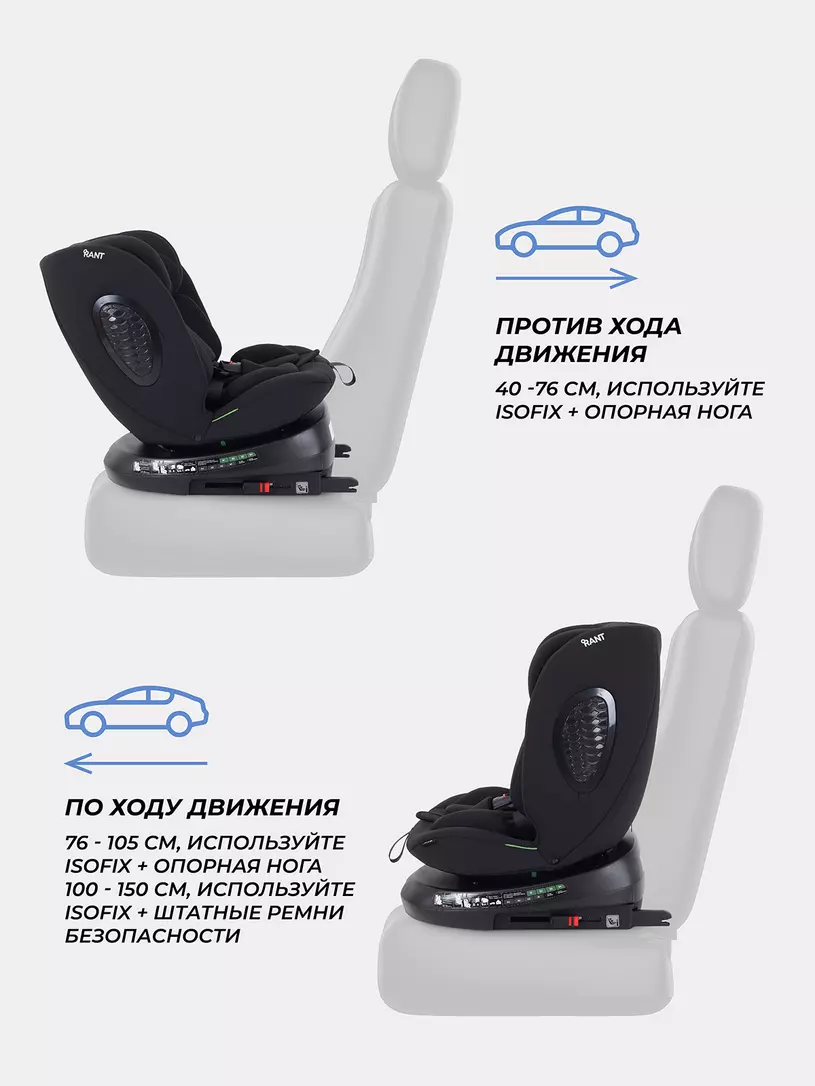 Автокресло Rant Helix isofix группа 0/1/2/3 (40-150 см; 0-36 кг), Black