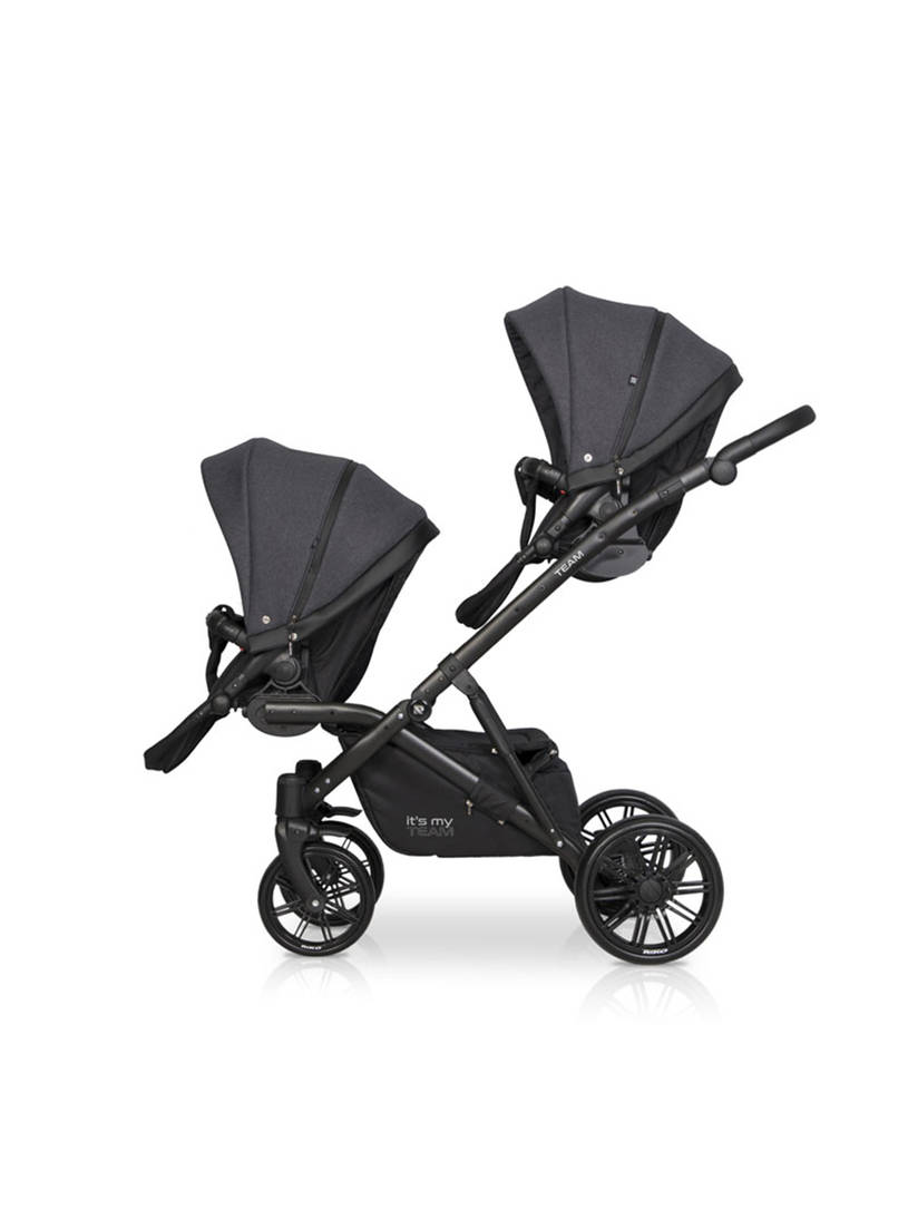 Коляска для двойни 2 в 1 Riko Team 2020 темно-серый