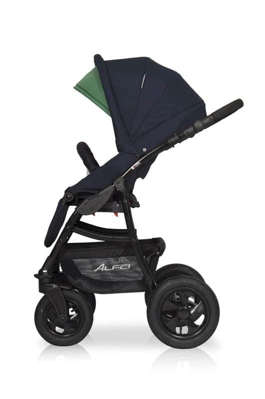 Коляска 3 в 1 Riko Basic Alfa 02 черно-зеленый