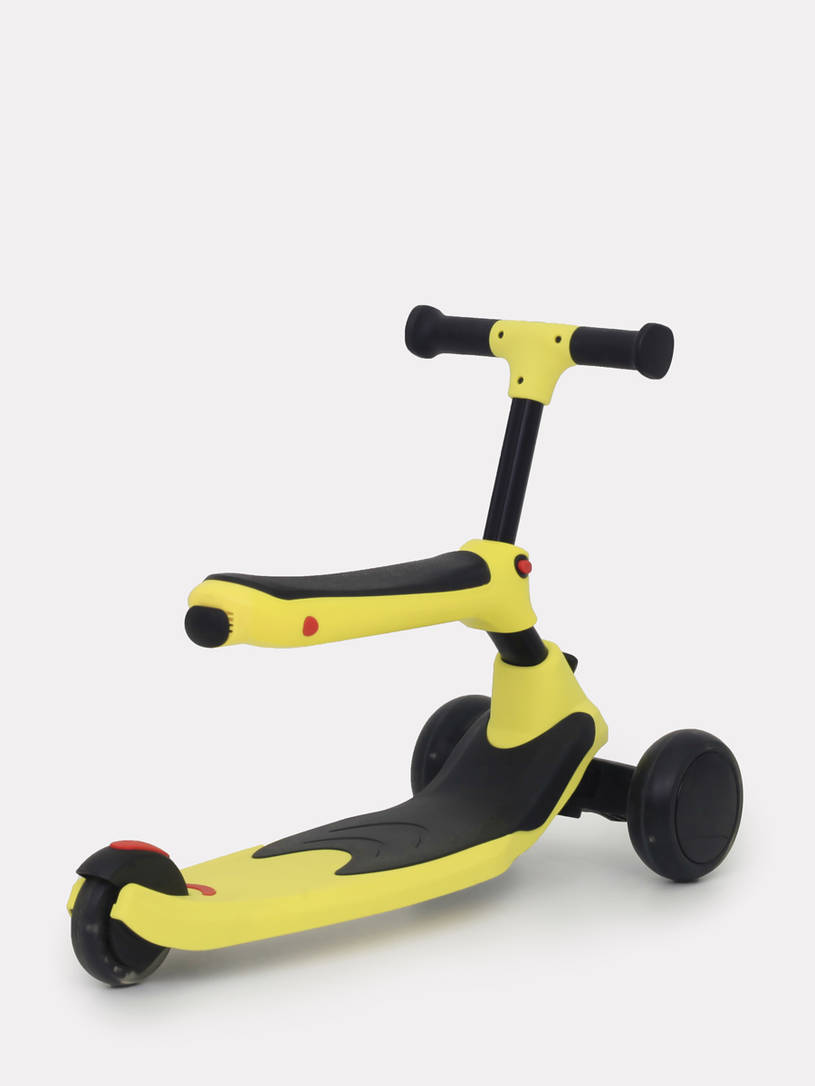 Беговел-самокат Rant Rider Plus со светящимися колесами желтый