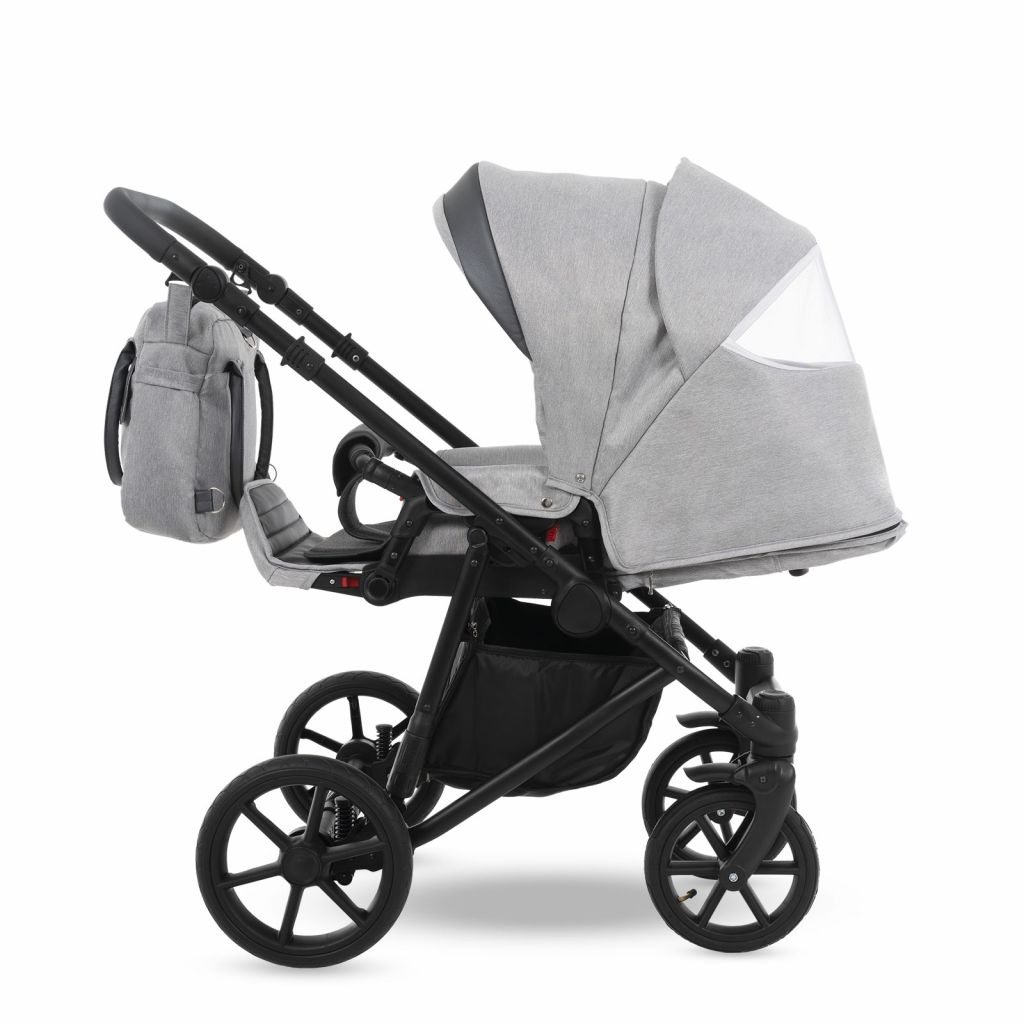 Коляска 2 в 1 Camarelo Ollio, Светло-серый меланж / Темно-серая эко-кожа (07)