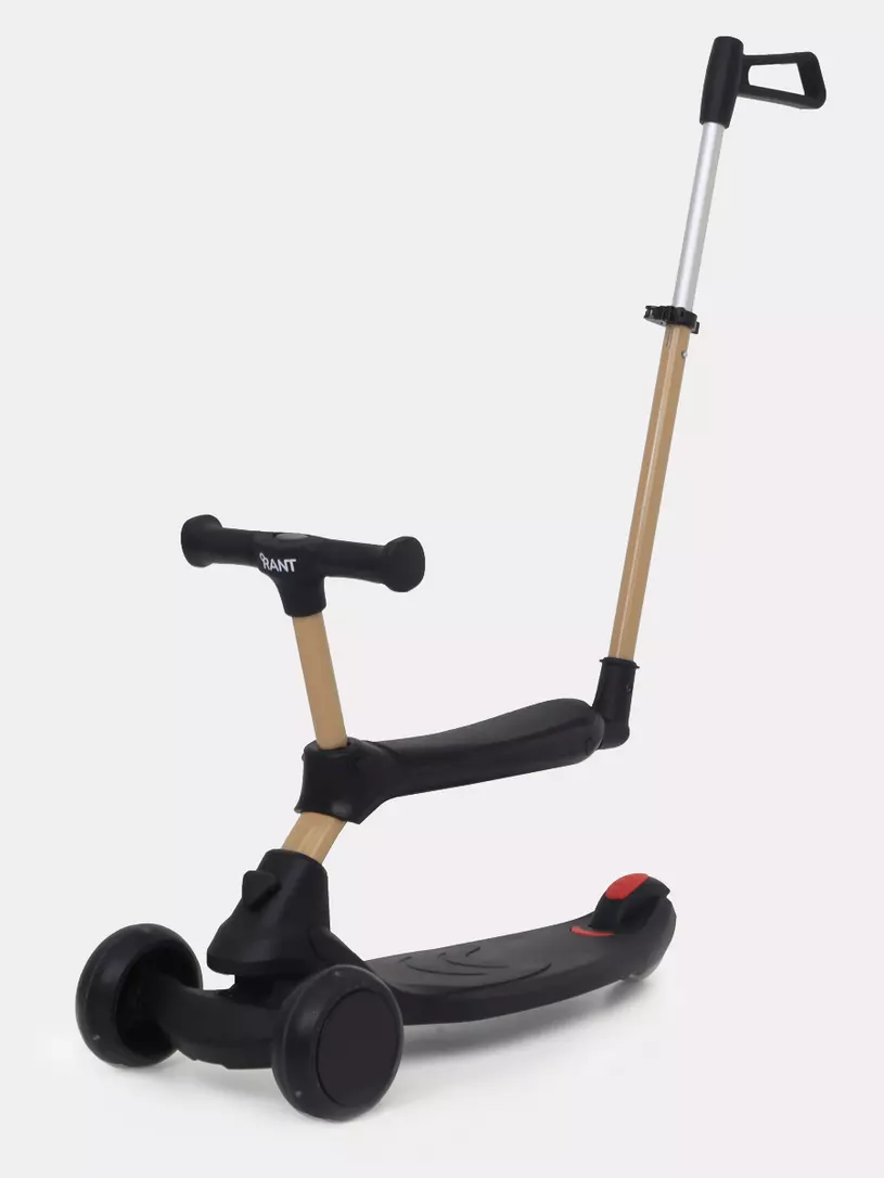 Беговел-самокат Rant Rider Plus со светящимися колесами черный