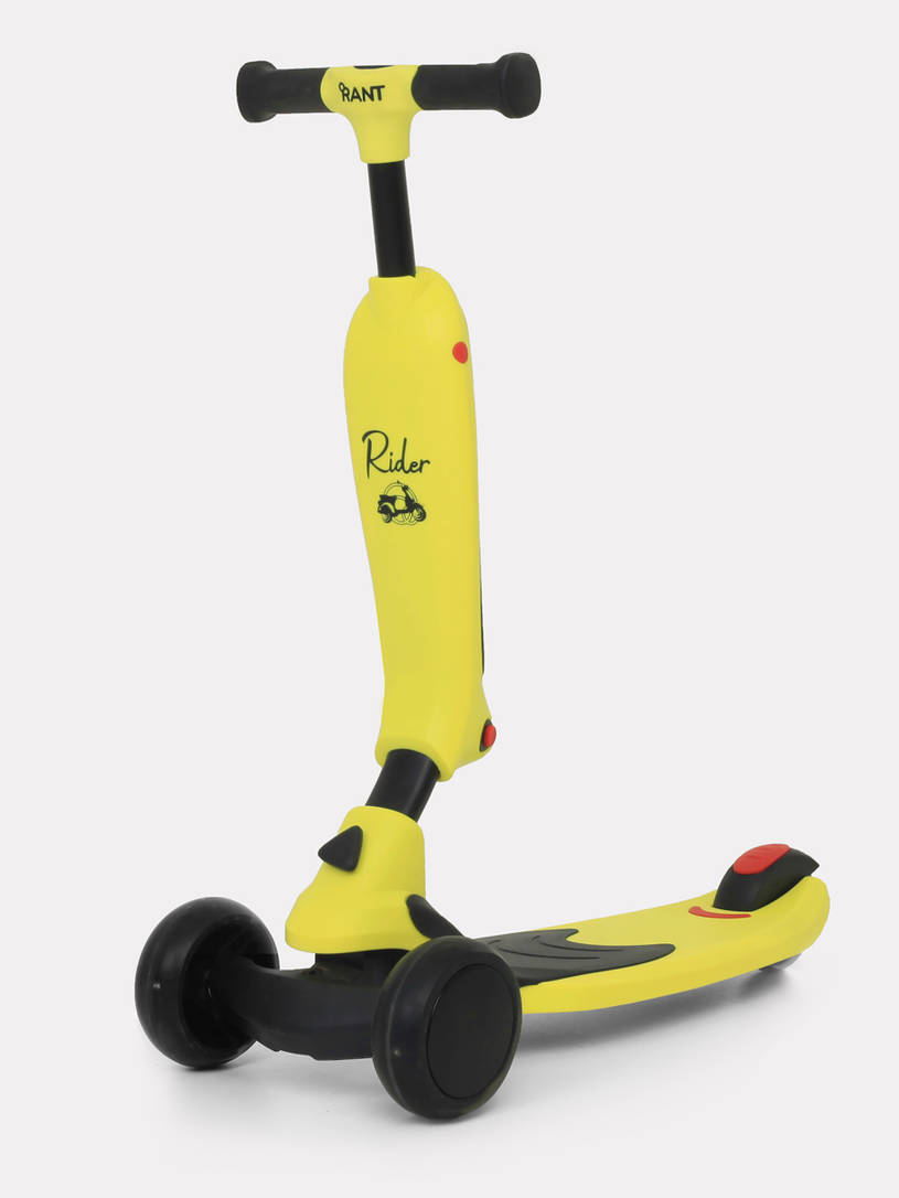 Беговел-самокат Rant Rider со светящимися колесами желтый