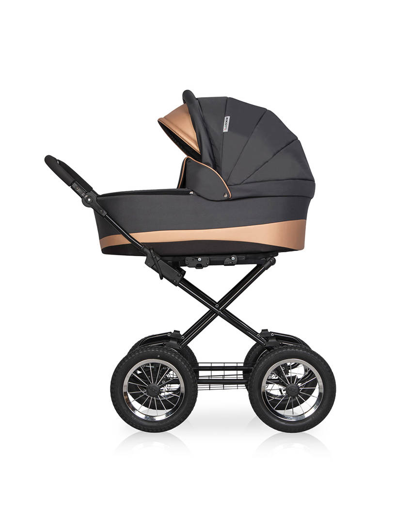 Коляска 2 в 1 Riko Basic Alfa Ecco Classic 02 черно-золотистый