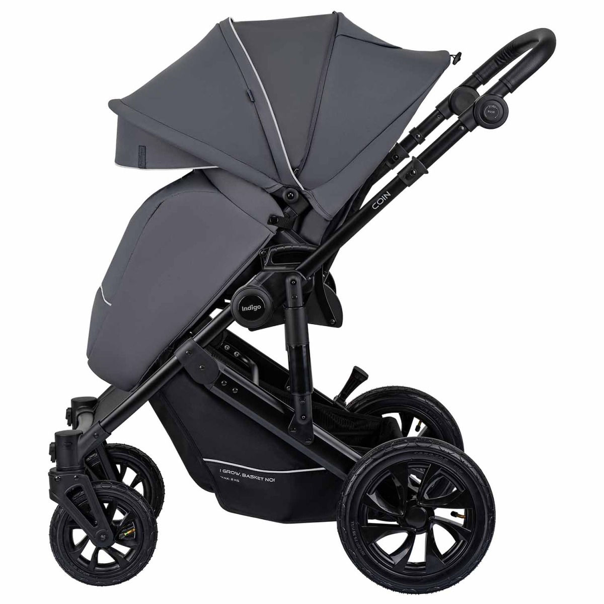 Коляска 2 в 1 Indigo Coin, Темно-серый