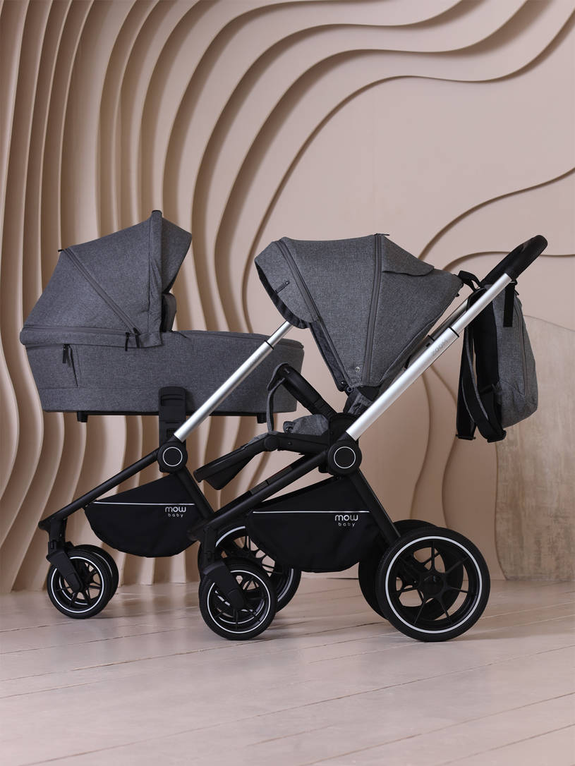 Коляска 2 в 1 MOWBaby ZOOM PU RA086 Silver Grey
