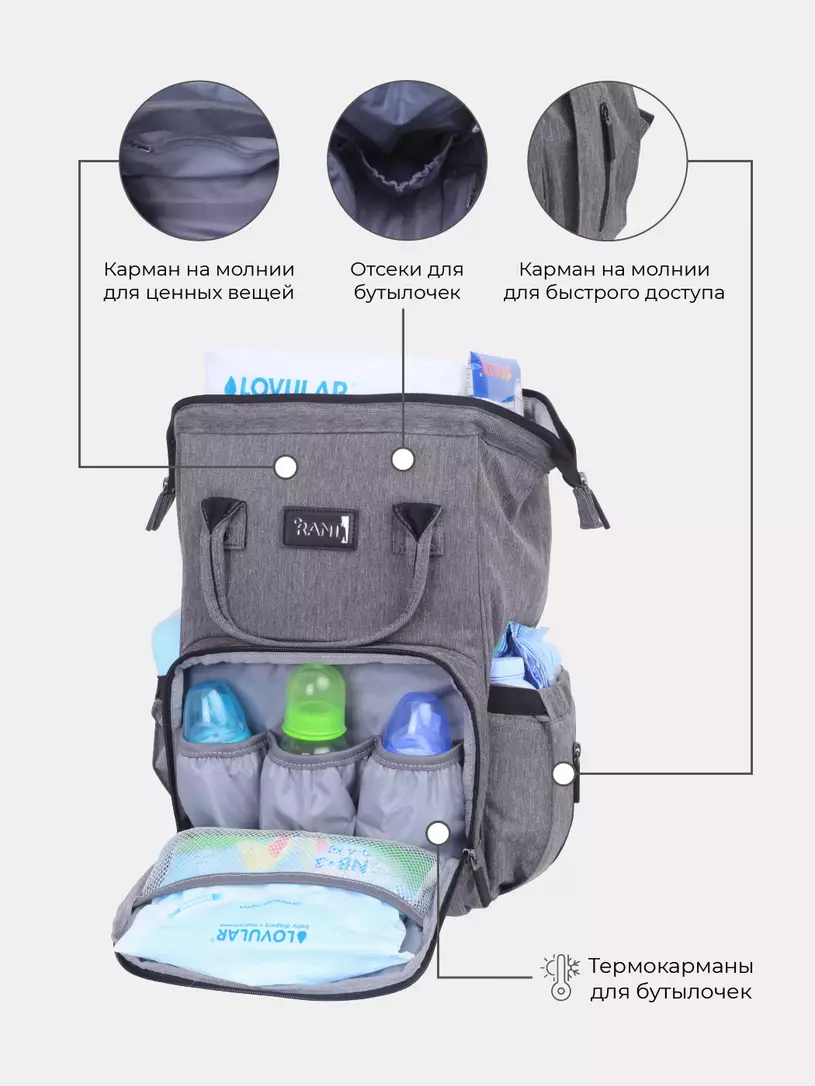 Сумка для мамы + шоппер Rant Shopping Set Trends grey