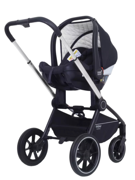 Коляска 3 в 1 MOWBaby ZOOM PU RA087 Silver Black
