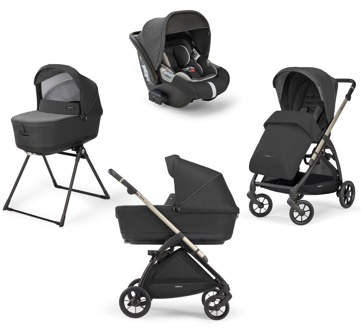 Коляска 3 в 1 Inglesina Electa с подставкой под люльку Stand Up, Upper Black
