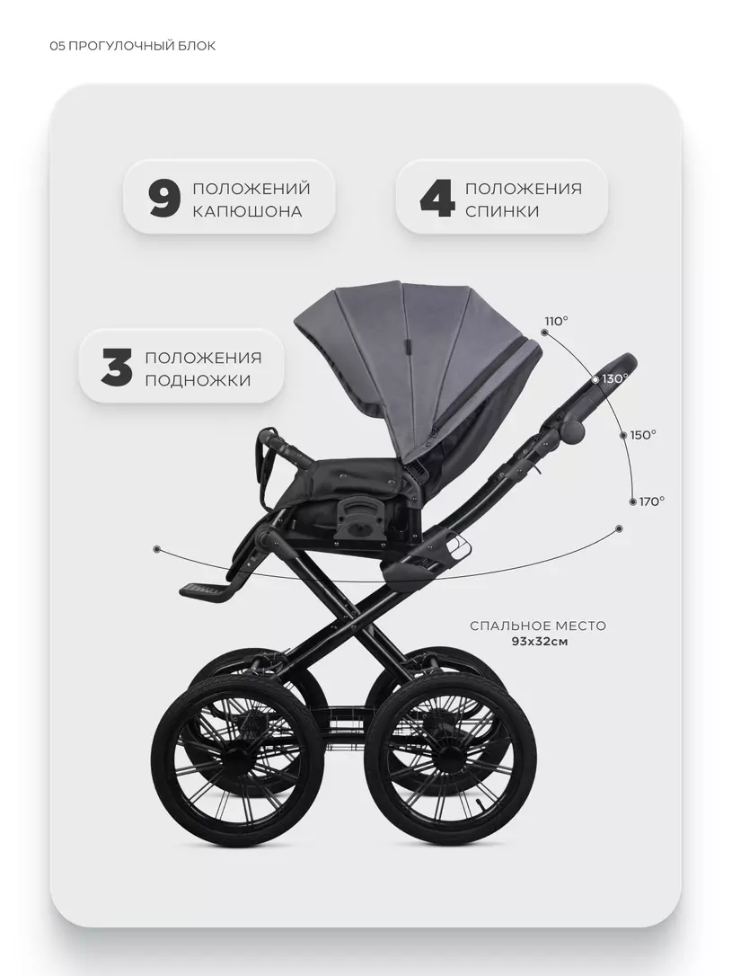 Коляска 2 в 1 Riko Basic Montana X Prestige 04 графит
