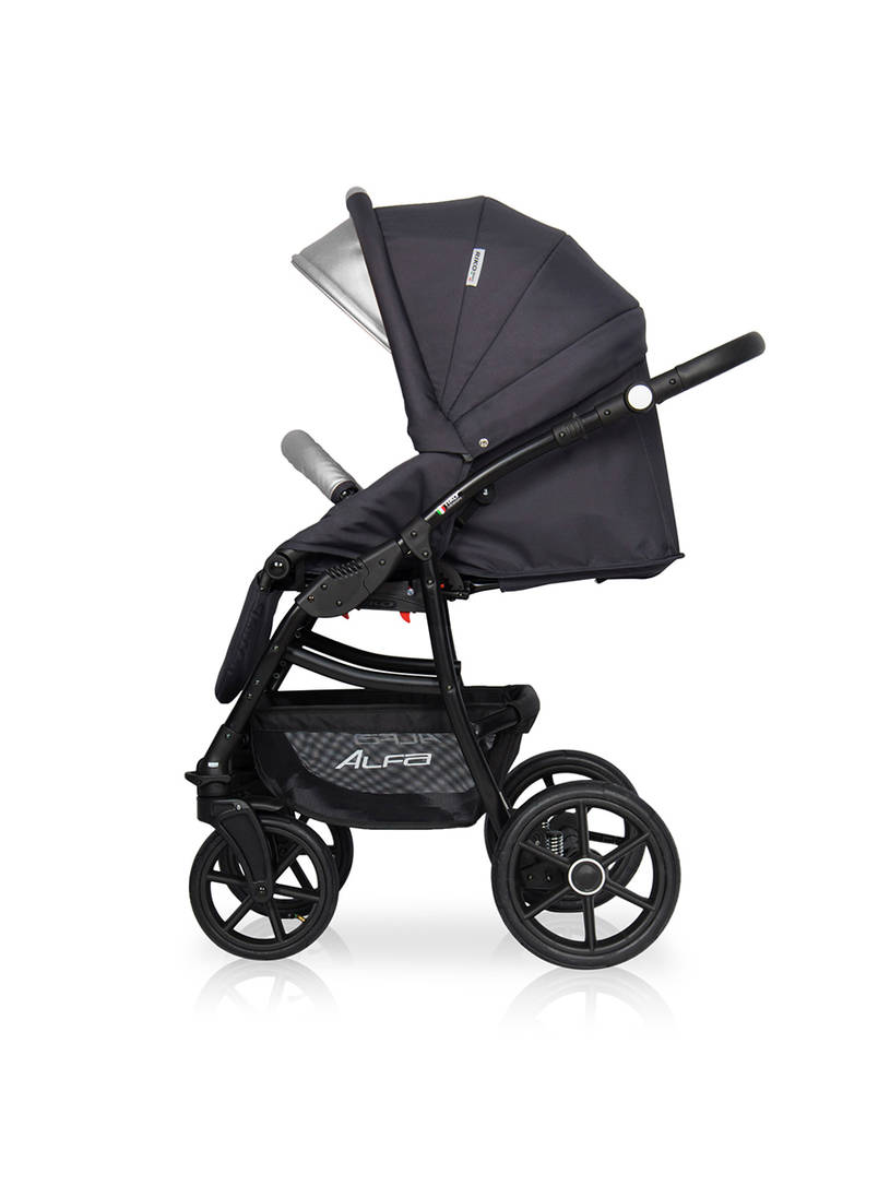 Коляска 2 в 1 Riko Basic Alfa Ecco 01 черно-серебристый