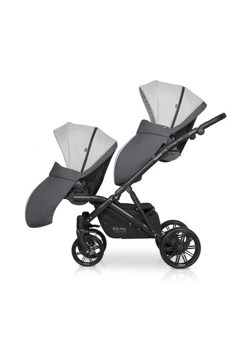 Коляска для двойни 2 в 1 Riko Team 2020 серый