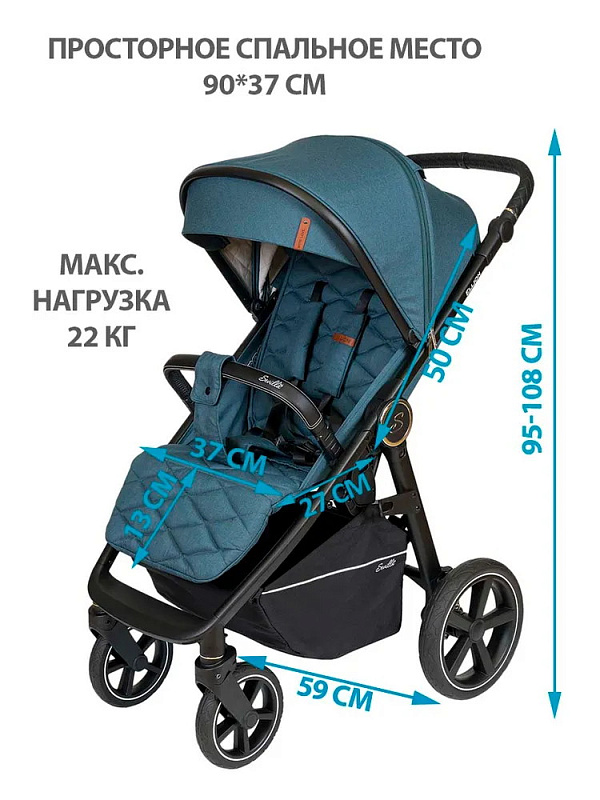 Детская прогулочная коляска Sevillababy Ellion бирюзовый