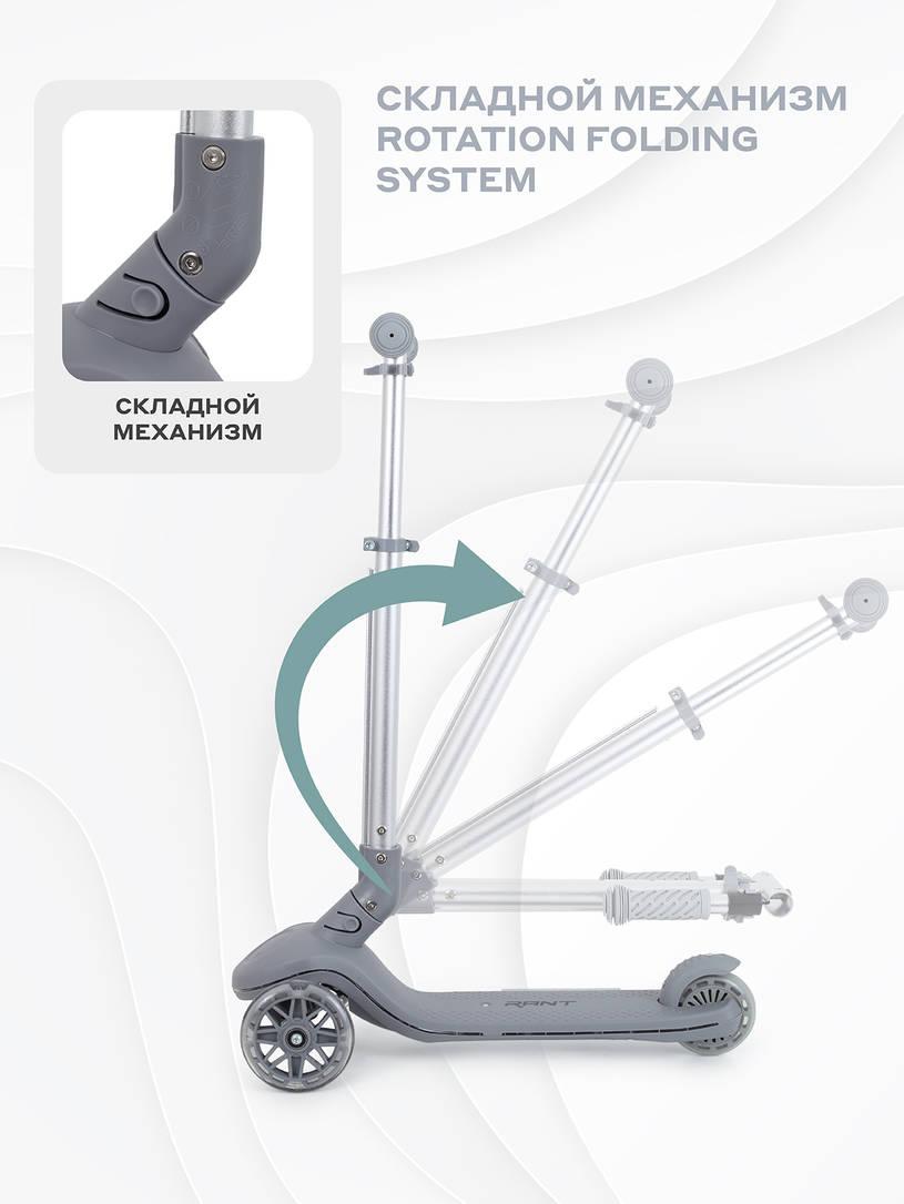 Самокат 3-х колесный Rant Beast Grey