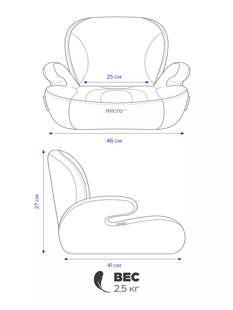 Автокресло-бустер Rant Micro MAX Isofix группа 3 (22-36 кг) Grey