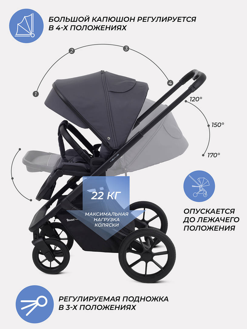Коляска 2 в 1 Rant Basic Nexus 2025 Graphite