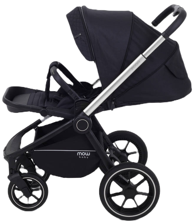 Коляска 3 в 1 MOWBaby ZOOM PU RA087 Silver Black