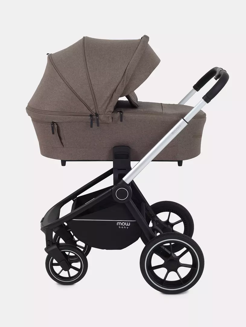 Коляска 3 в 1 Mowbaby Zoom PU silver cacao brown