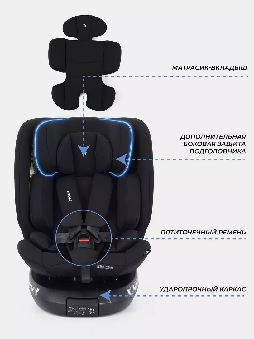 Автокресло Rant Helix isofix группа 0/1/2/3 (40-150 см; 0-36 кг), Black