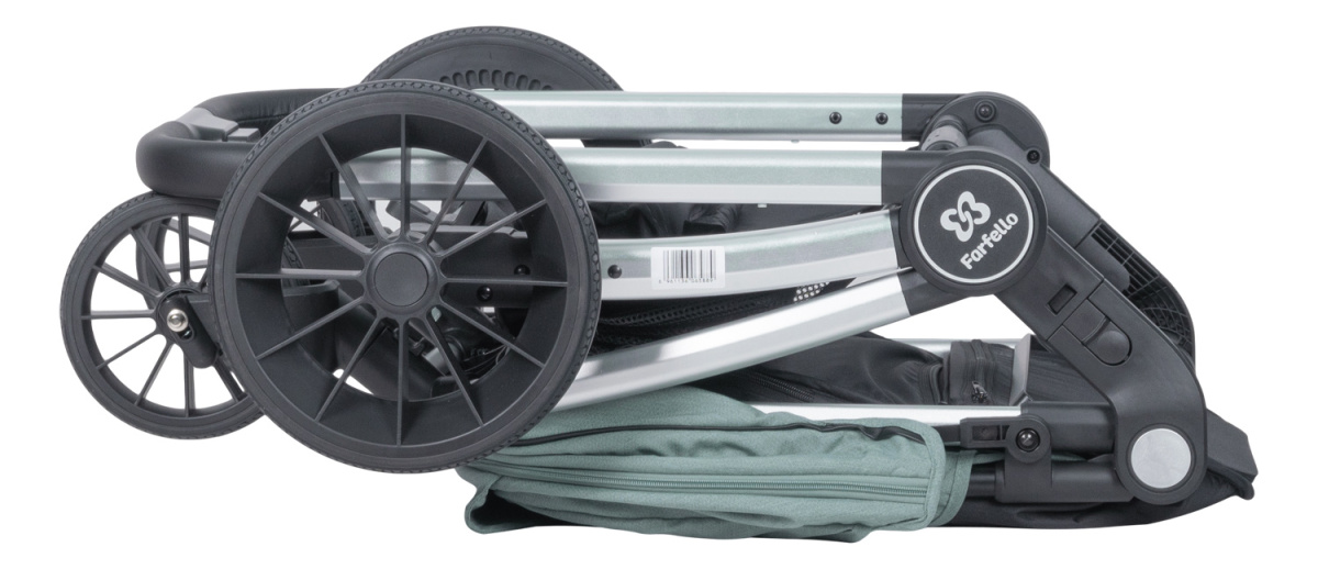 Коляска модульная 3 в 1 Farfello Baby shell BBS (BBS-33 green/зеленый/ серебро)