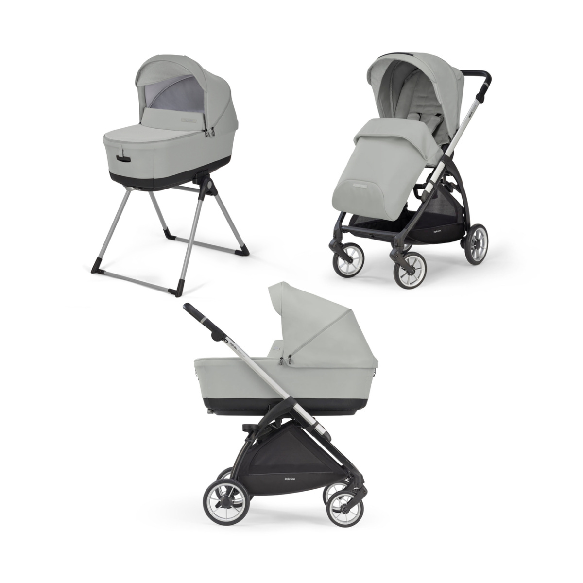 Коляска 2 в 1 Inglesina Electa с подставкой под люльку Stand Up,  Greenwich Silver
