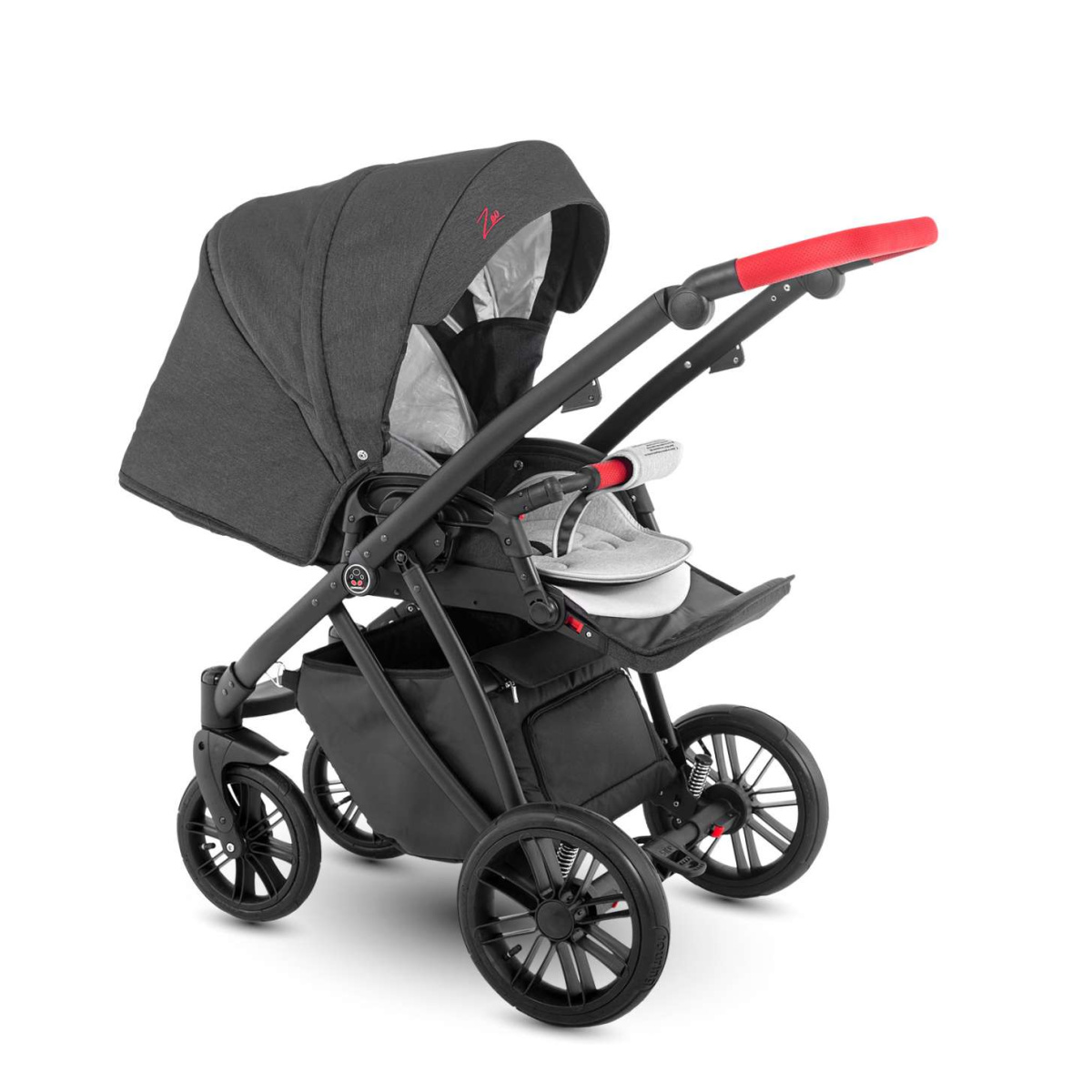Коляска Camarelo Zeo 2 в 1 экокожа темно-серый меланж/серый
