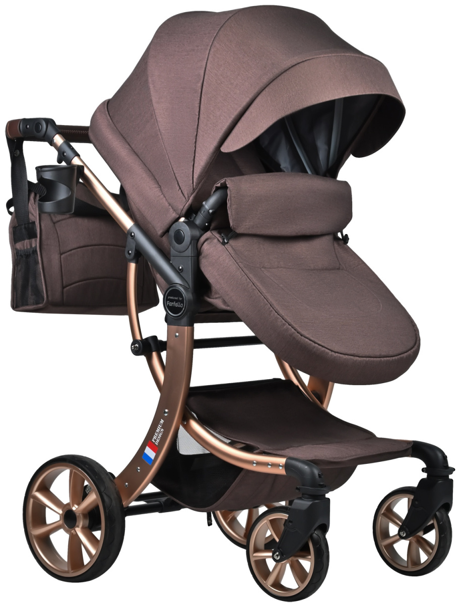 Коляска трансформер Farfello Aimile Original New Gold (Шоколадный NDG-3)