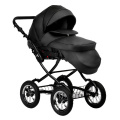 Коляска 2 в 1 Indigo Barbara Eco Classic, Be 03 (Черная кожа)