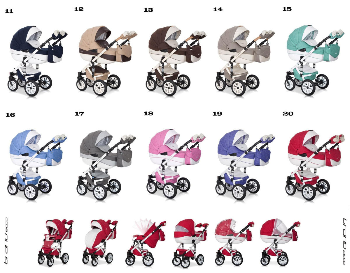 Коляска 3 в 1 Riko Bruno Ecco 20 красный