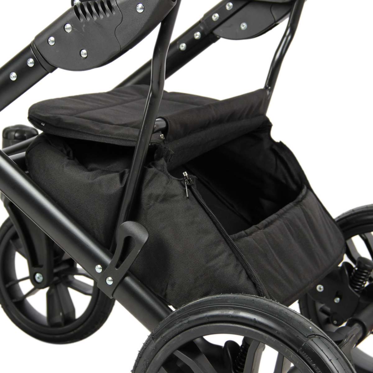 Коляска 2 в 1 Indigo MIO - Mi 07 (черная кожа+черный узор)