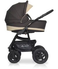 Коляска 2 в 1 Riko Basic Alfa 09 коричнево-бежевый