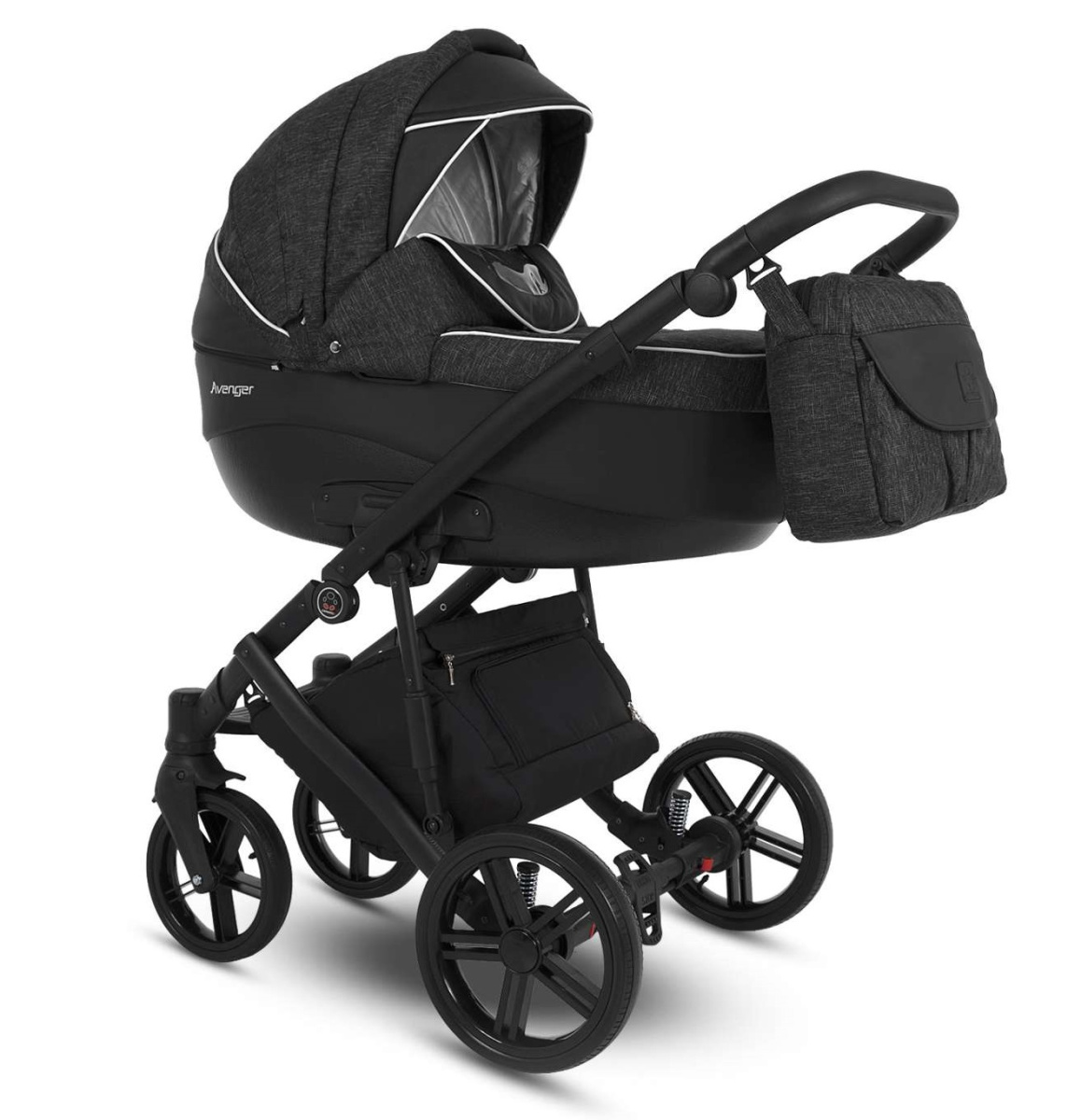Коляска Camarelo Avenger 3 в 1 черный меланж/черная экокожа