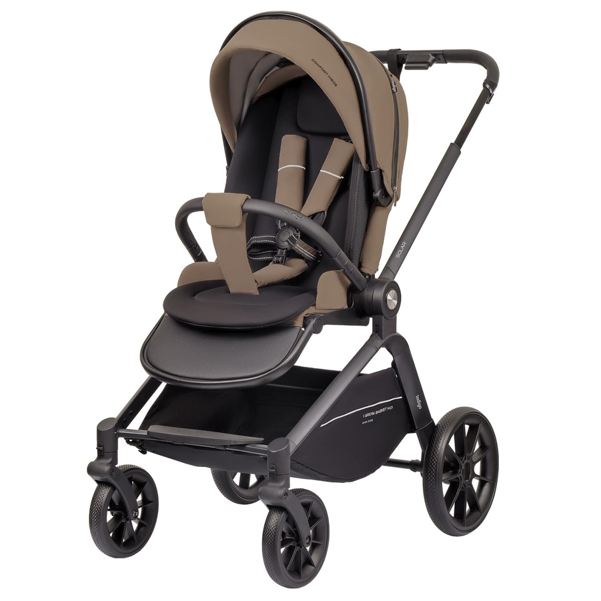 Коляска 2 в 1 Indigo SOLAR темно-бежевый