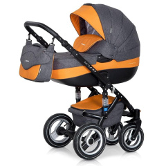 Коляска 3 в 1 Riko Bruno 06 серо-оранжевый