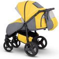 Прогулочная коляска Camarelo Elf экокожа черная рама желтый джинс/серый