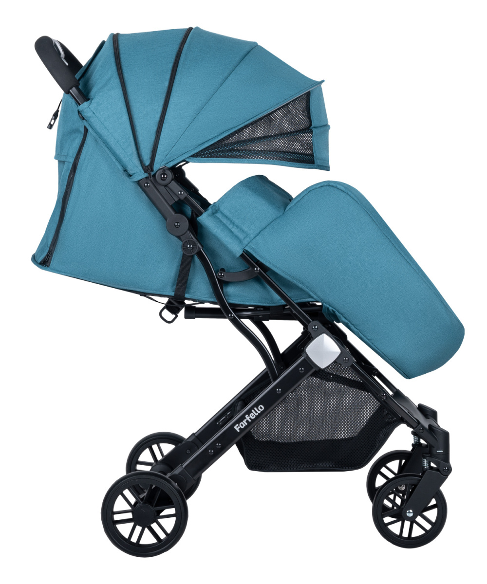 Коляска детская прогулочная Farfello Comfy Go (Aqua/темно-бирюзовый (чёрная)CG-19)