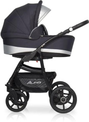 Коляска 2 в 1 Riko Basic Alfa Ecco 01 черно-серебристый