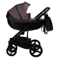 Коляска 2 в 1 Indigo Tour Eco, Te 08 (Черная кожа + Фиолетовый)